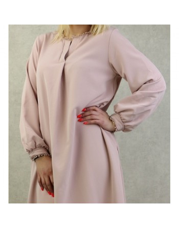 Robe longue évasée d'hiver pour femme - Couleur rose clair 