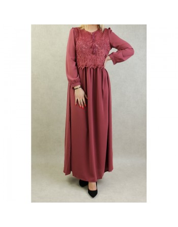 Robe longue à dentelles doublée pour femme (Plusieurs couleurs disponibles) 
