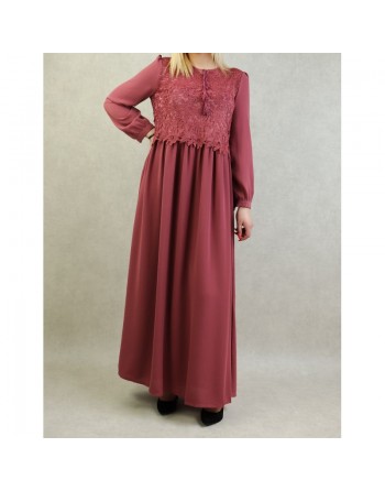 Robe longue à dentelles doublée pour femme (Plusieurs couleurs disponibles) 