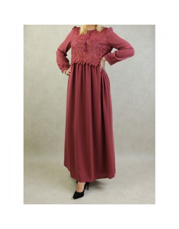 Robe longue à dentelles doublée pour femme (Plusieurs couleurs disponibles) 