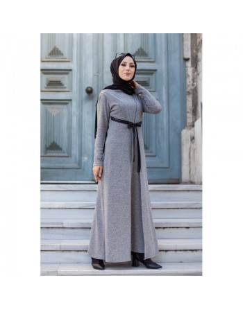 Robe longue avec gilet intégré - Couleur gris 