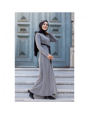 Robe longue avec gilet intégré - Couleur gris 