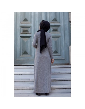 Robe longue avec gilet intégré - Couleur gris 