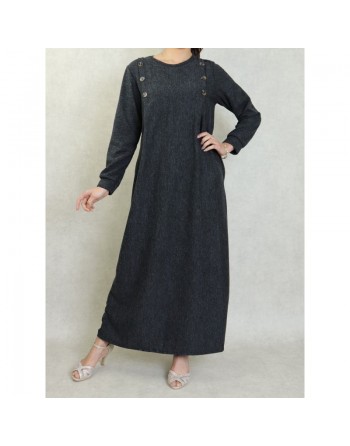 Robe longue chinée pour femme (Saison Automne-Hiver) - Couleur Gris foncé 