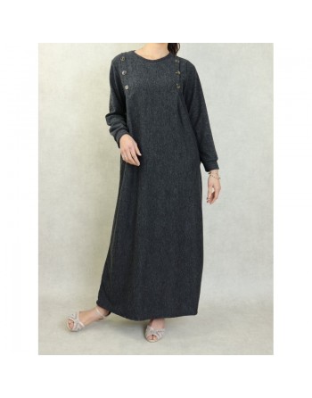 Robe longue chinée pour femme (Saison Automne-Hiver) - Couleur Gris foncé 