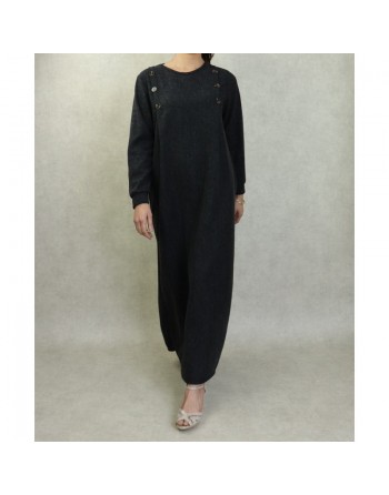 Robe longue chinée pour femme (Saison Automne-Hiver) - Couleur Gris foncé 