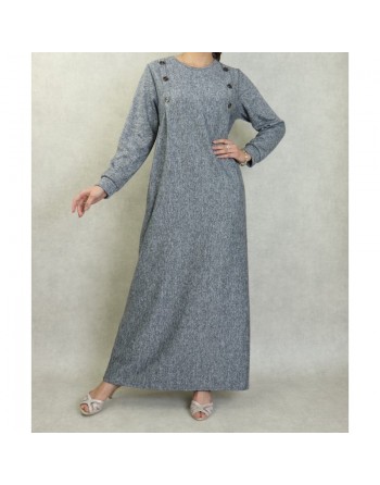 Robe longue chinée pour femme (Saison Automne-Hiver) - Couleur Gris chiné 