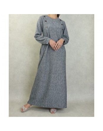 Robe longue chinée pour femme (Saison Automne-Hiver) - Couleur Gris chiné 