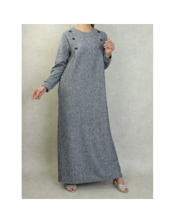Robe longue chinée pour femme (Saison Automne-Hiver) - Couleur Gris chiné 