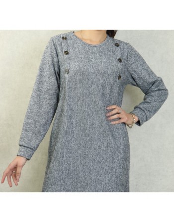 Robe longue chinée pour femme (Saison Automne-Hiver) - Couleur Gris chiné 