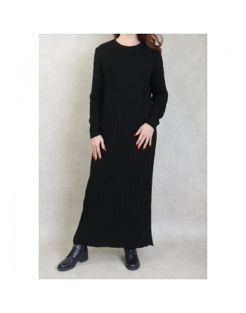 Robe en grosse maille pour femme (Saison Automne Hiver) - Couleur Noir 