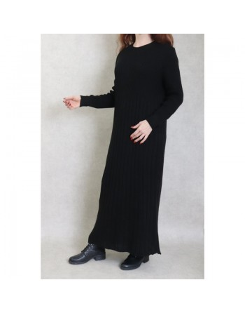Robe en grosse maille pour femme (Saison Automne Hiver) - Couleur Noir 