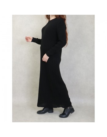 Robe en grosse maille pour femme (Saison Automne Hiver) - Couleur Noir 