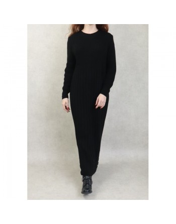 Robe en grosse maille pour femme (Saison Automne Hiver) - Couleur Noir 