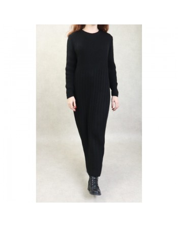 Robe en grosse maille pour femme (Saison Automne Hiver) - Couleur Noir 