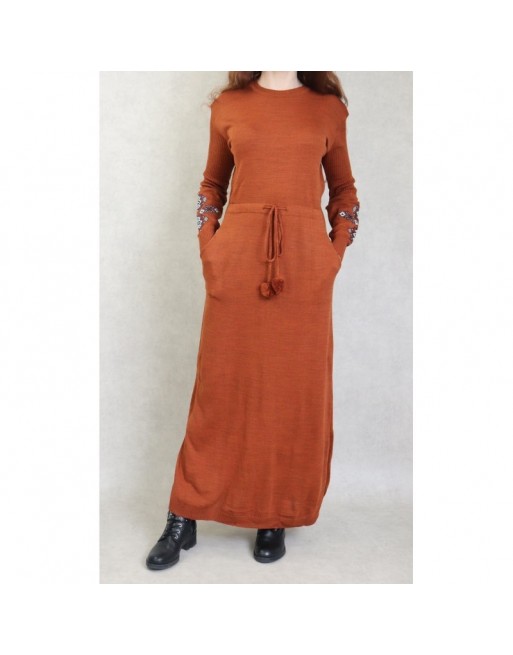 Robe longue en maille fine (Automne - Hiver) - Couleur Rouille Robe longue en maille fine (Automne - Hiver) - Couleur Rouille