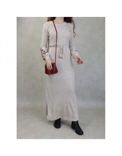 Robe longue en maille fine (Vêtement Automne - Hiver) - Couleur Crème Robe longue en maille fine (Vêtement Automne - Hiver) - Couleur Crème