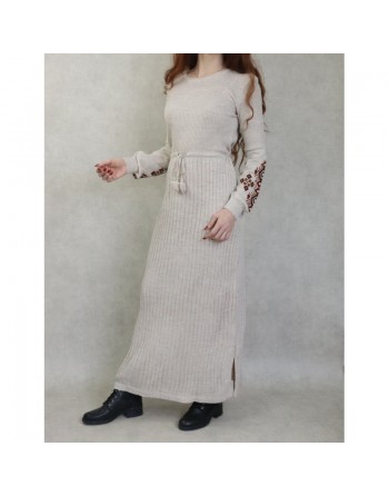 Robe longue en maille fine (Vêtement Automne - Hiver) - Couleur Crème 