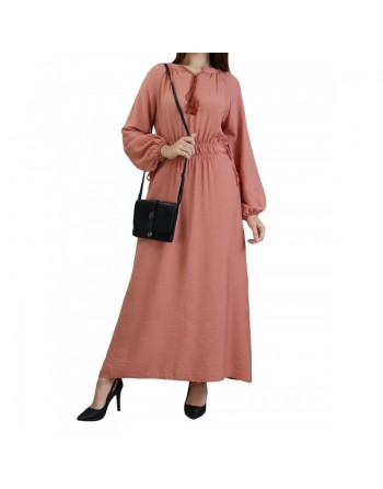 Robe longue féminine fluide pour femme - Couleur Saumon 
