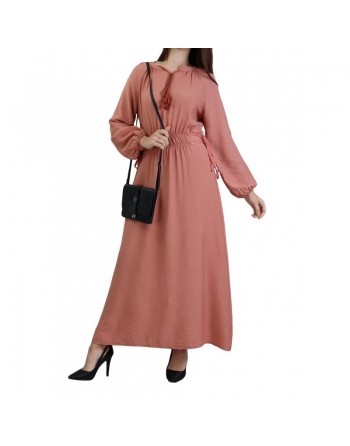 Robe longue féminine fluide pour femme - Couleur Saumon 