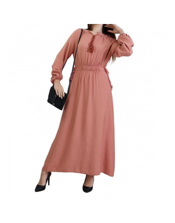Robe longue féminine fluide pour femme - Couleur Saumon 