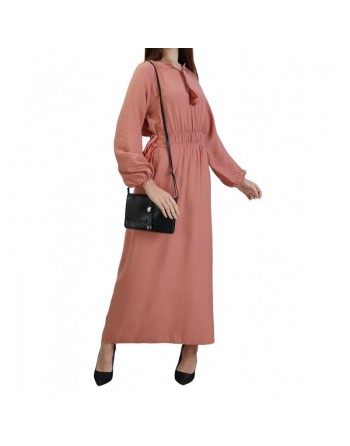 Robe longue féminine fluide pour femme - Couleur Saumon 