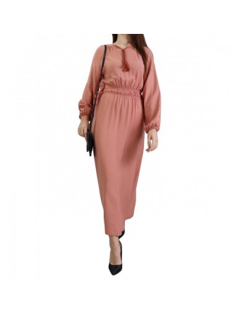 Robe longue féminine fluide pour femme - Couleur Saumon 