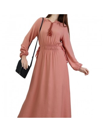 Robe longue féminine fluide pour femme - Couleur Saumon 