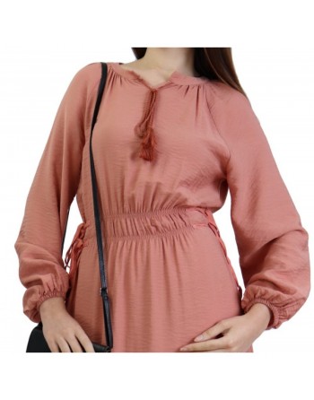 Robe longue féminine fluide pour femme - Couleur Saumon 