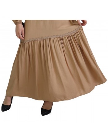 Robe longue, lien à la taille style chic et décontracté pour femme - Couleur beige 