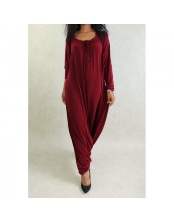 Robe décontractée et fluide - Combinaison Sarouel/Pantalon pour femme - Couleur Bordeaux 