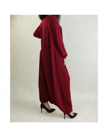 Robe décontractée et fluide - Combinaison Sarouel/Pantalon pour femme - Couleur Bordeaux 