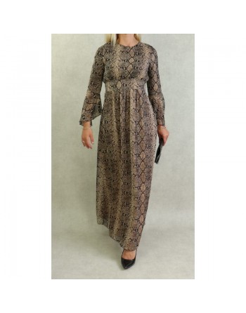 Robe longue légère et fluide avec motifs python pour femme 