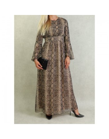 Robe longue légère et fluide avec motifs python pour femme 