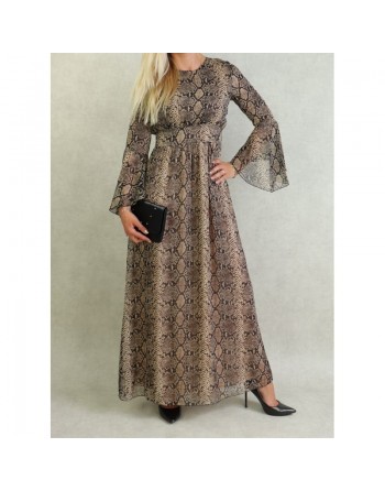 Robe longue légère et fluide avec motifs python pour femme 