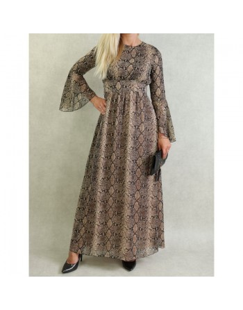 Robe longue légère et fluide avec motifs python pour femme 