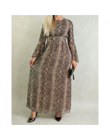 Robe longue légère et fluide avec motifs python pour femme 