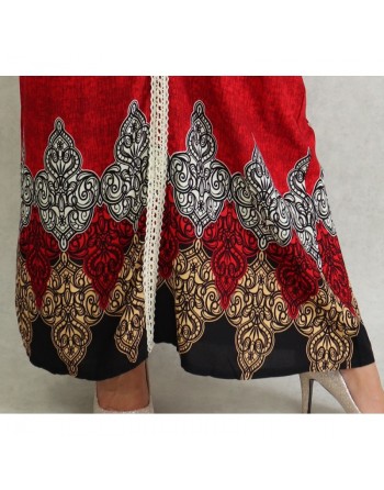 Robe orientale longe imprimée pour femme - Couleur Rouge 