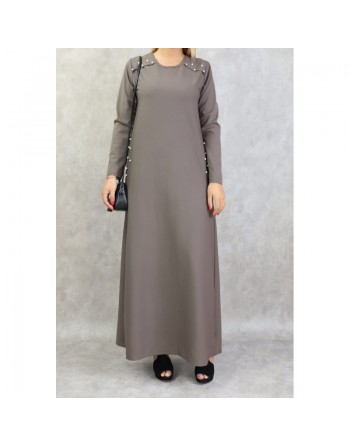 Robe longue perlée pour femme - Marque Amelis Paris (Plusieurs couleurs disponibles) 