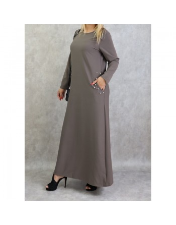 Robe longue perlée pour femme - Marque Amelis Paris (Plusieurs couleurs disponibles) 