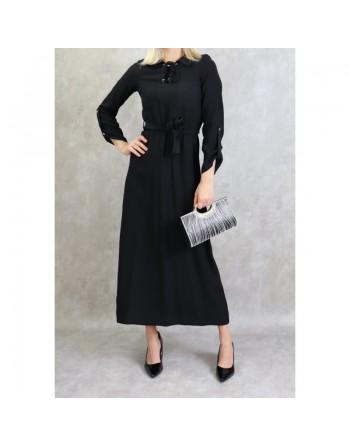 Robe longue mi-saison casual pour femme - Couleur noire 