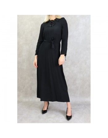 Robe longue mi-saison casual pour femme - Couleur noire 