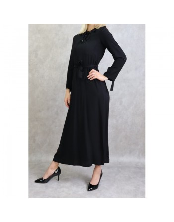 Robe longue mi-saison casual pour femme - Couleur noire 