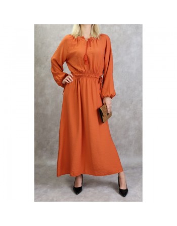 Robe longue féminine fluide pour femme - Couleur brique 