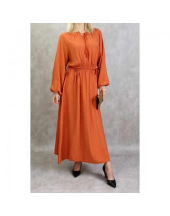 Robe longue féminine fluide pour femme - Couleur brique 