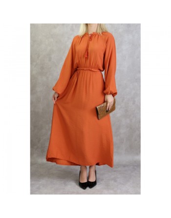 Robe longue féminine fluide pour femme - Couleur brique 