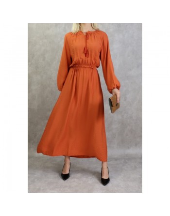 Robe longue féminine fluide pour femme - Couleur brique 