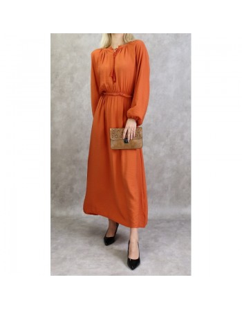 Robe longue féminine fluide pour femme - Couleur brique 