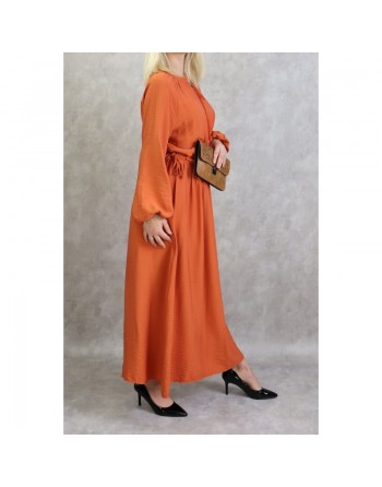 Robe longue féminine fluide pour femme - Couleur brique 