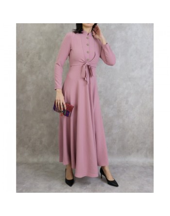 Robe longue style boléro pour femme - Couleur vieux rose 